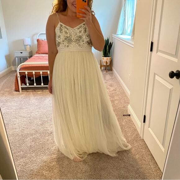 NWT Needle & Thread Bridal Cream Embellished Tulle Maxi Dress 4 - Picture 3 of 13
